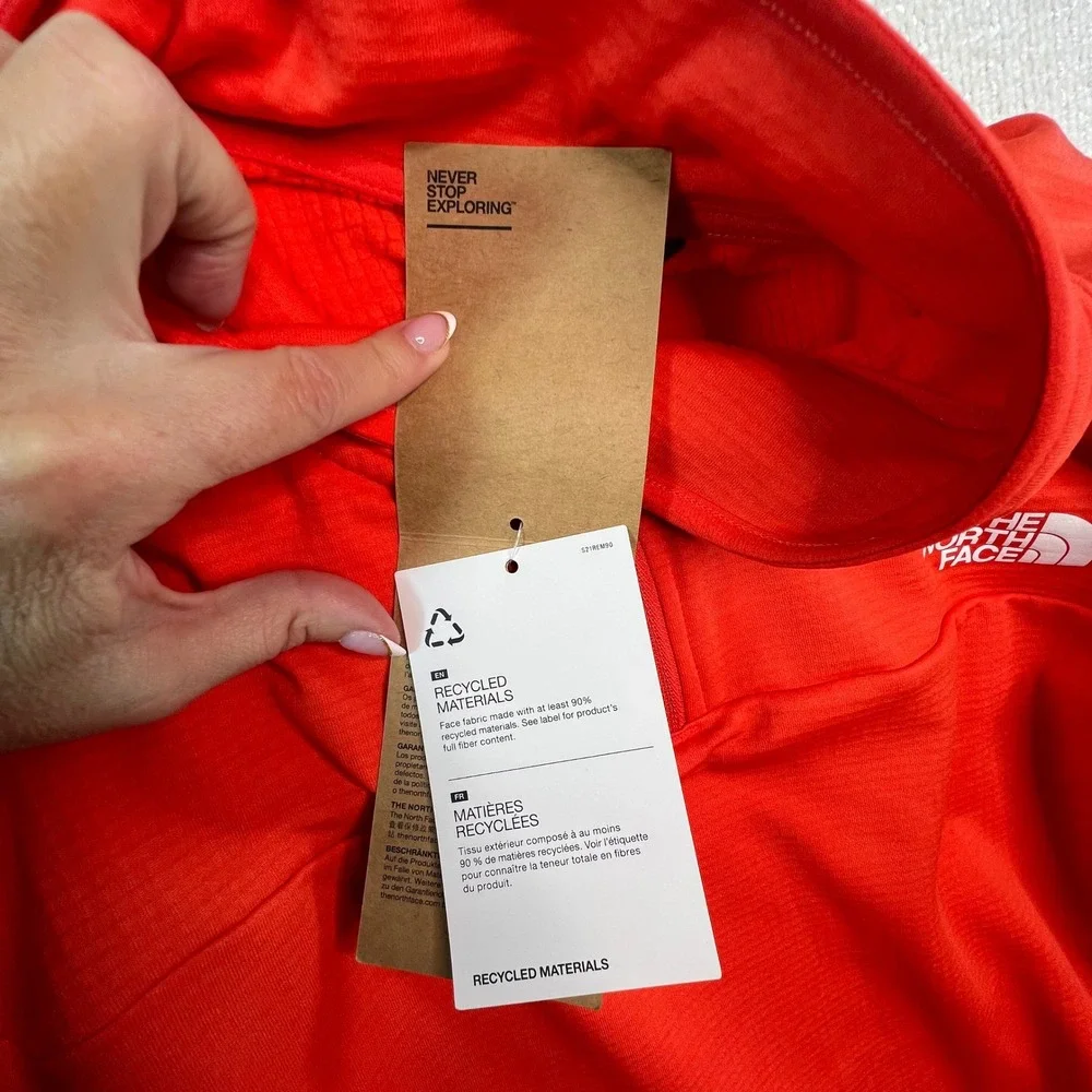 The North Face Mens 1/4‎ Zip Pullover Fleece Jacket Orange Logo Size XL